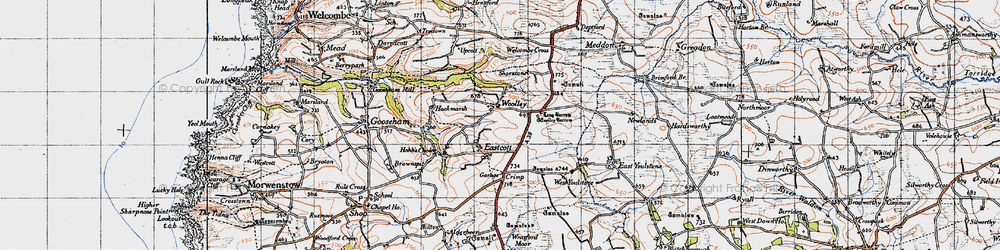 Old map of Woolley in 1946