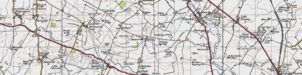 Old map of Woolley Hill in 1946