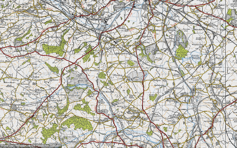 Old Map of Historic Map covering Woolley Edge in 1947