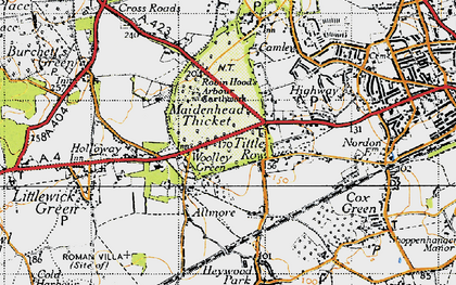 Old map of Woolley Green in 1947