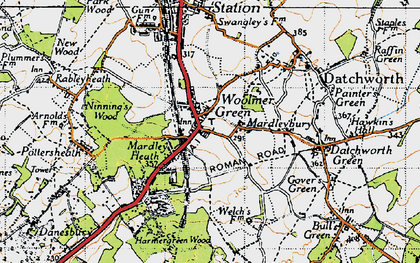 Old map of Woolmer Green in 1946