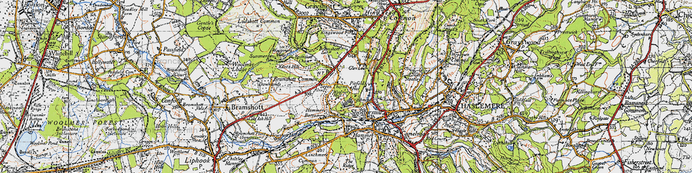 Old map of Woolmer Hill in 1940