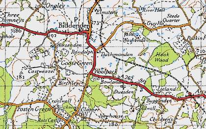 Old map of Woolpack Corner in 1940