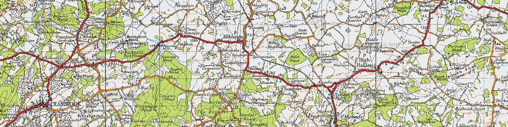 Old map of Woolpack Corner in 1940
