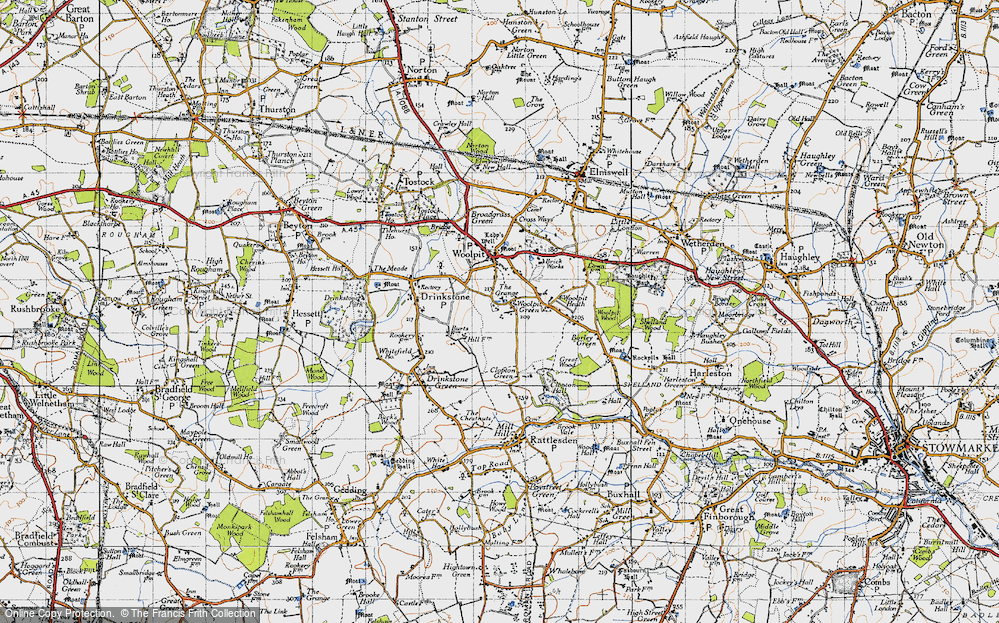 Old Map of Woolpit Green, 1946 in 1946