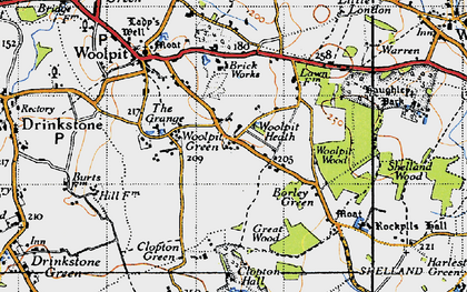 Old map of Woolpit Heath in 1946