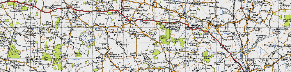 Old map of Woolpit Heath in 1946