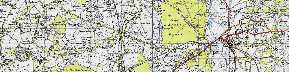 Old map of Woolsbridge in 1940