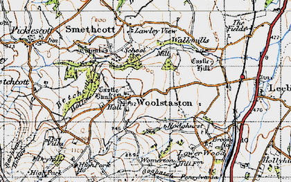 Old map of Woolstaston in 1947