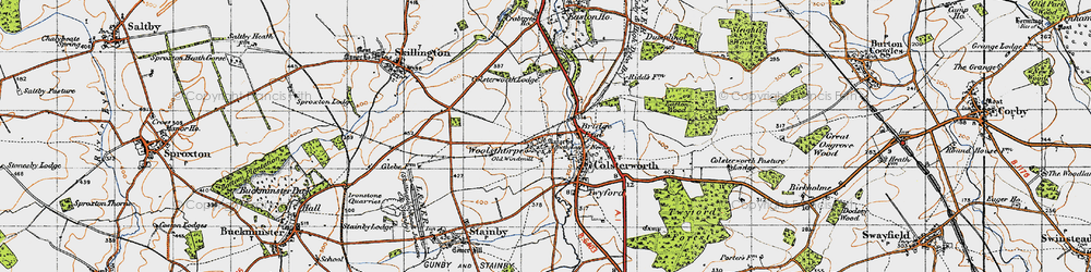 Old map of Woolsthorpe-by-Colsterworth in 1946