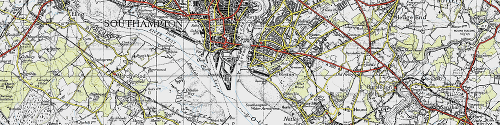 Old map of Woolston in 1945