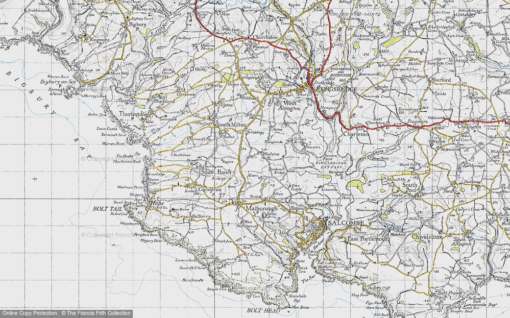 Old Map of Historic Map covering Yarde in 1946