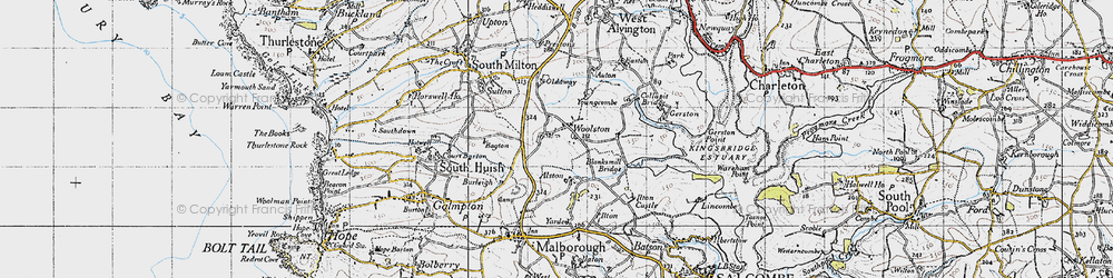 Old map of Yarde in 1946