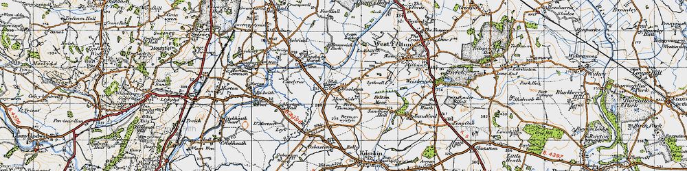 Old map of Bryn-y-wystyn in 1947
