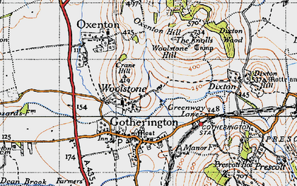Old map of Woolstone in 1946