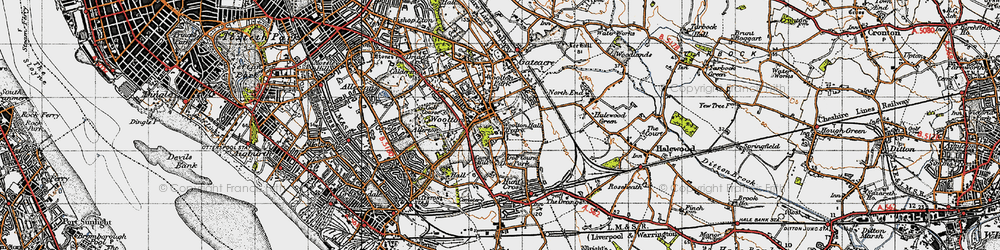 Old map of Woolton in 1947