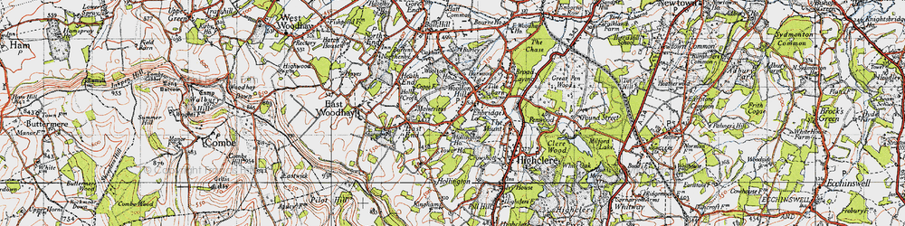 Old map of Woolton Hill in 1945