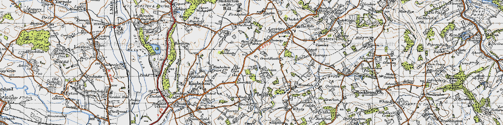 Old map of Woonton in 1947