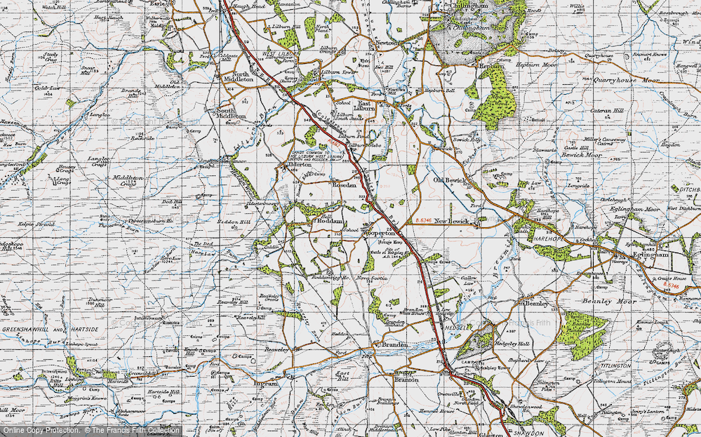 Old Map of Wooperton, 1947 in 1947
