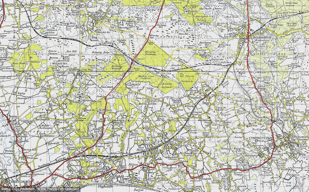 Old Map of Historic Map covering Broadley Inclosure in 1940