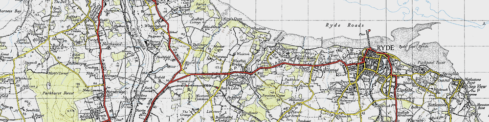 Old map of Wootton in 1945