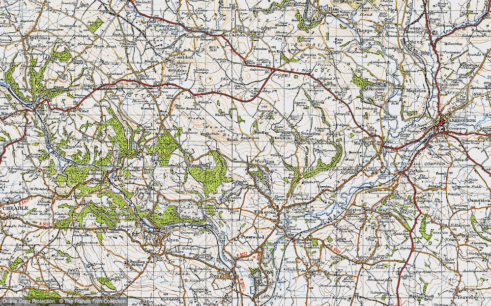 Old Map of Historic Map covering Wildhay in 1946