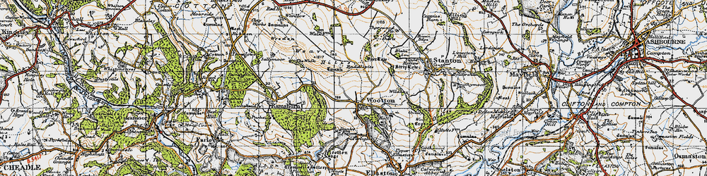 Old map of Wildhay in 1946