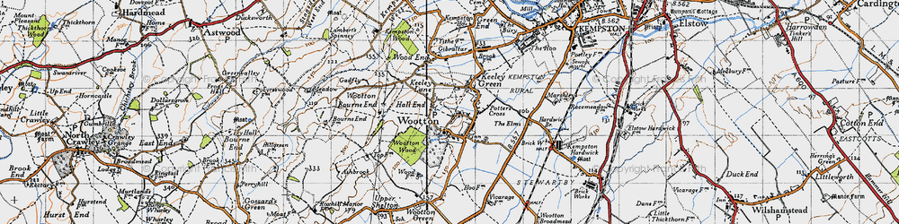 Old map of Wootton in 1946