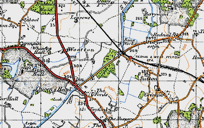 Old map of Wootton in 1947