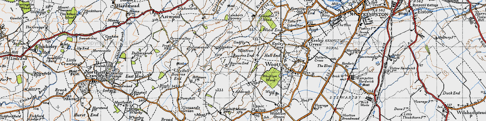 Old map of Wootton Bourne End in 1946