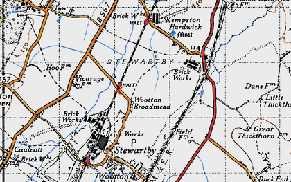 Old map of Wootton Broadmead in 1946