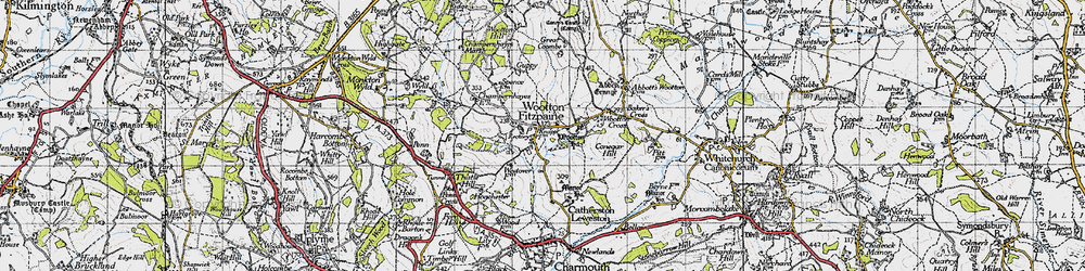Old map of Wootton Fitzpaine in 1945