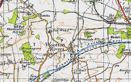 Old map of Wootton Rivers in 1940