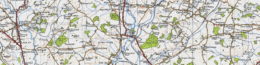 Old map of Wootton Wawen in 1947