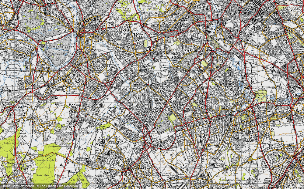 Old Map of Worcester Park, 1945 in 1945