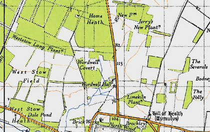 Old map of Weststow Long Plantation in 1946