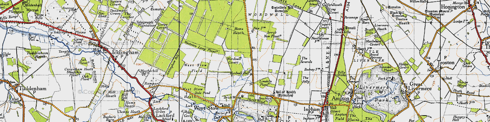 Old map of Wordwell Covert in 1946