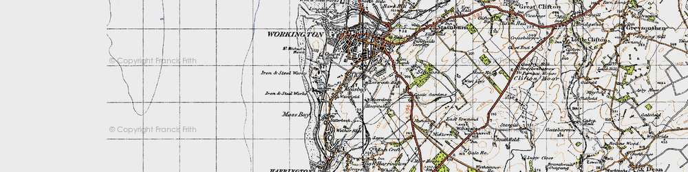 Old map of Workington in 1947