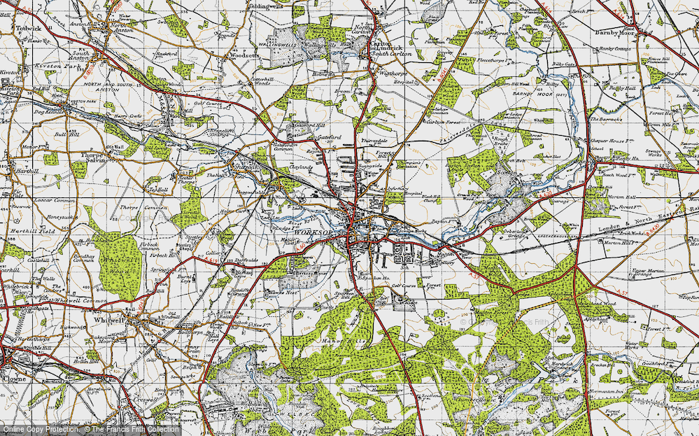 Old Map of Worksop, 1947 in 1947