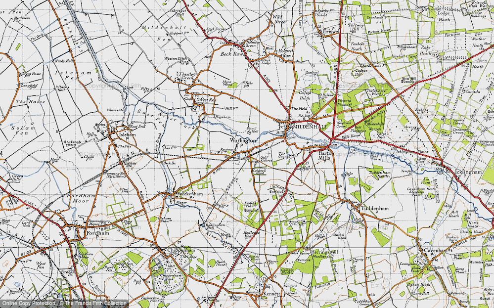 Old Map of Worlington, 1946 in 1946