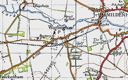 Old map of Worlington in 1946