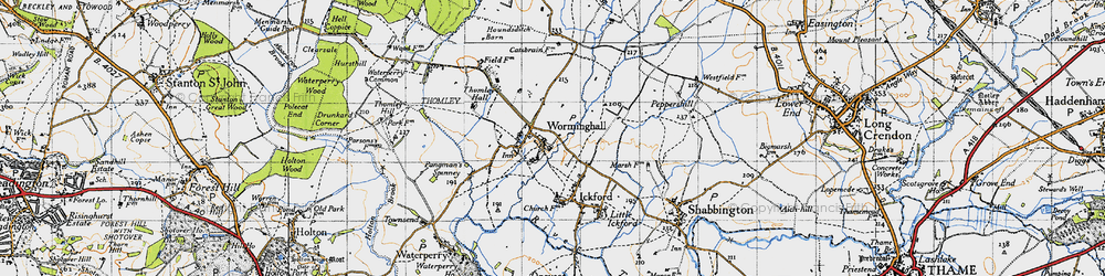 Old map of Worminghall in 1946
