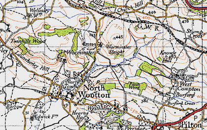 Old map of Worminster Sleight in 1946