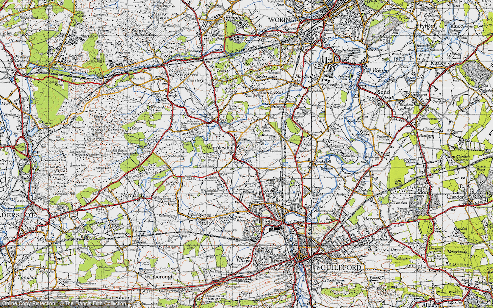 Old Map of Historic Map covering Whitmoor Common in 1940