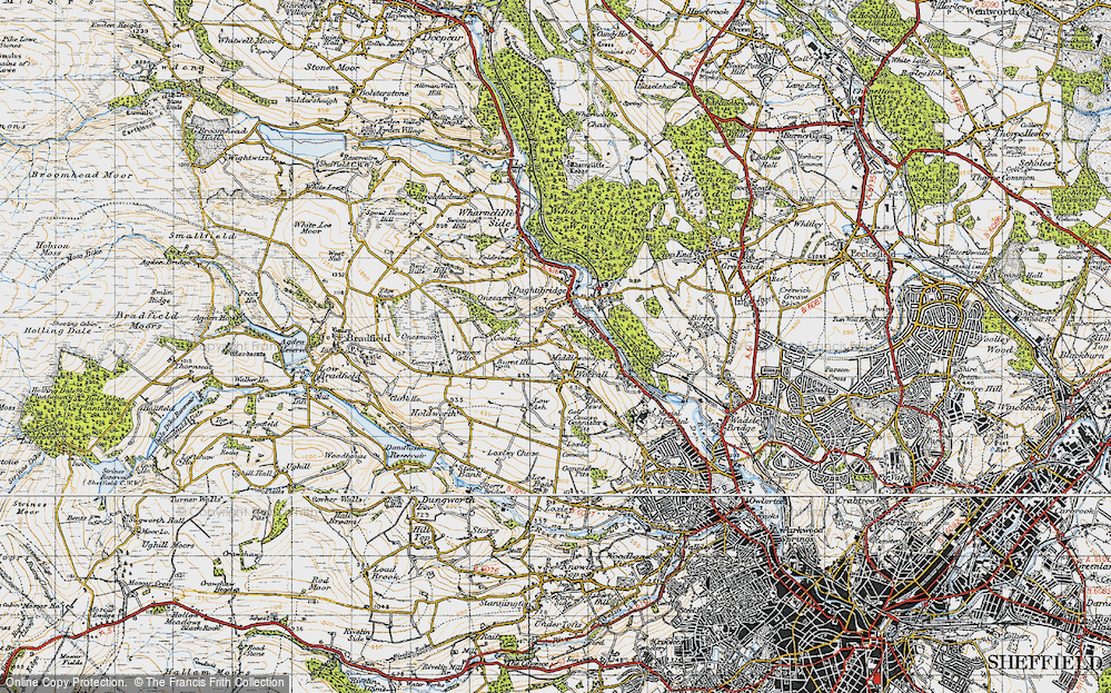 Old Map of Historic Map covering Beeley Wood in 1947