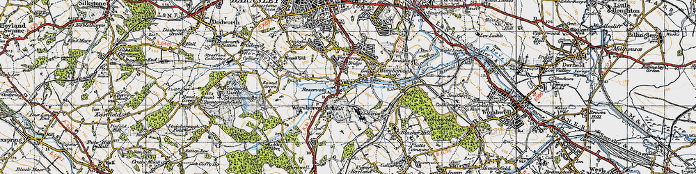 Old map of Worsbrough Bridge in 1947