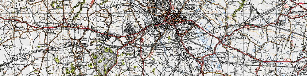 Old map of Worsley Mesnes in 1947