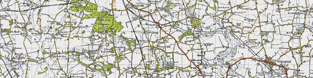 Old map of Worstead in 1945
