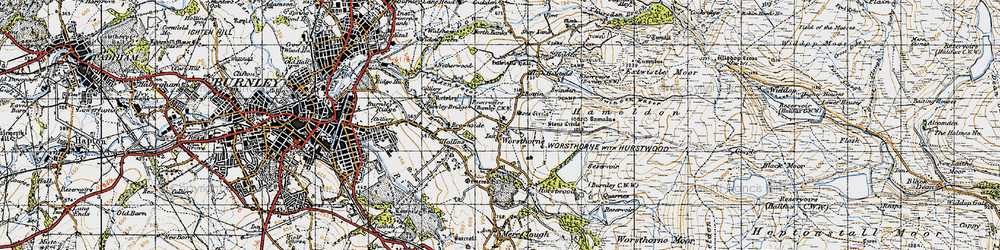 Old map of Worsthorne in 1947