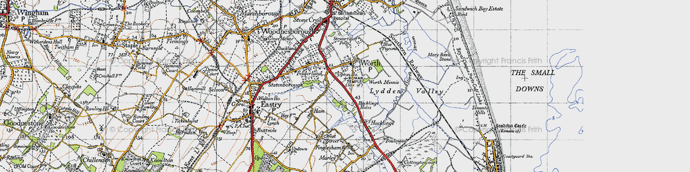 Old map of Worth in 1947